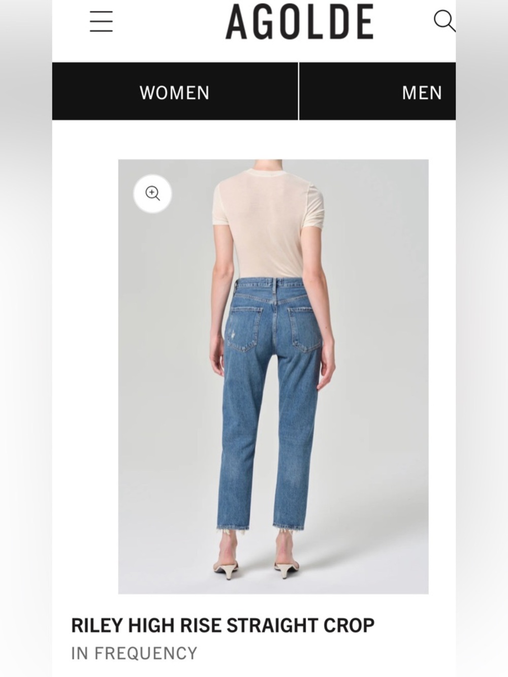 Agolde Riley High-Rise Straight Crop Jeans - color: frequency